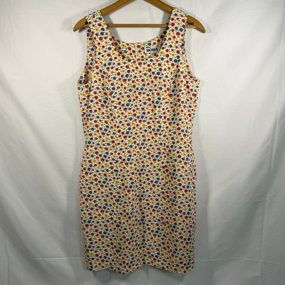 BORA Womens Size 10 Floral‎ Print Dress Sleeveless Sheath Vintage Style Timeless